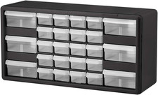 Akro-Mils 26-Drawer Plastic Storage Cabinet, 20"W X 6"D X 10"H, Black Plastic