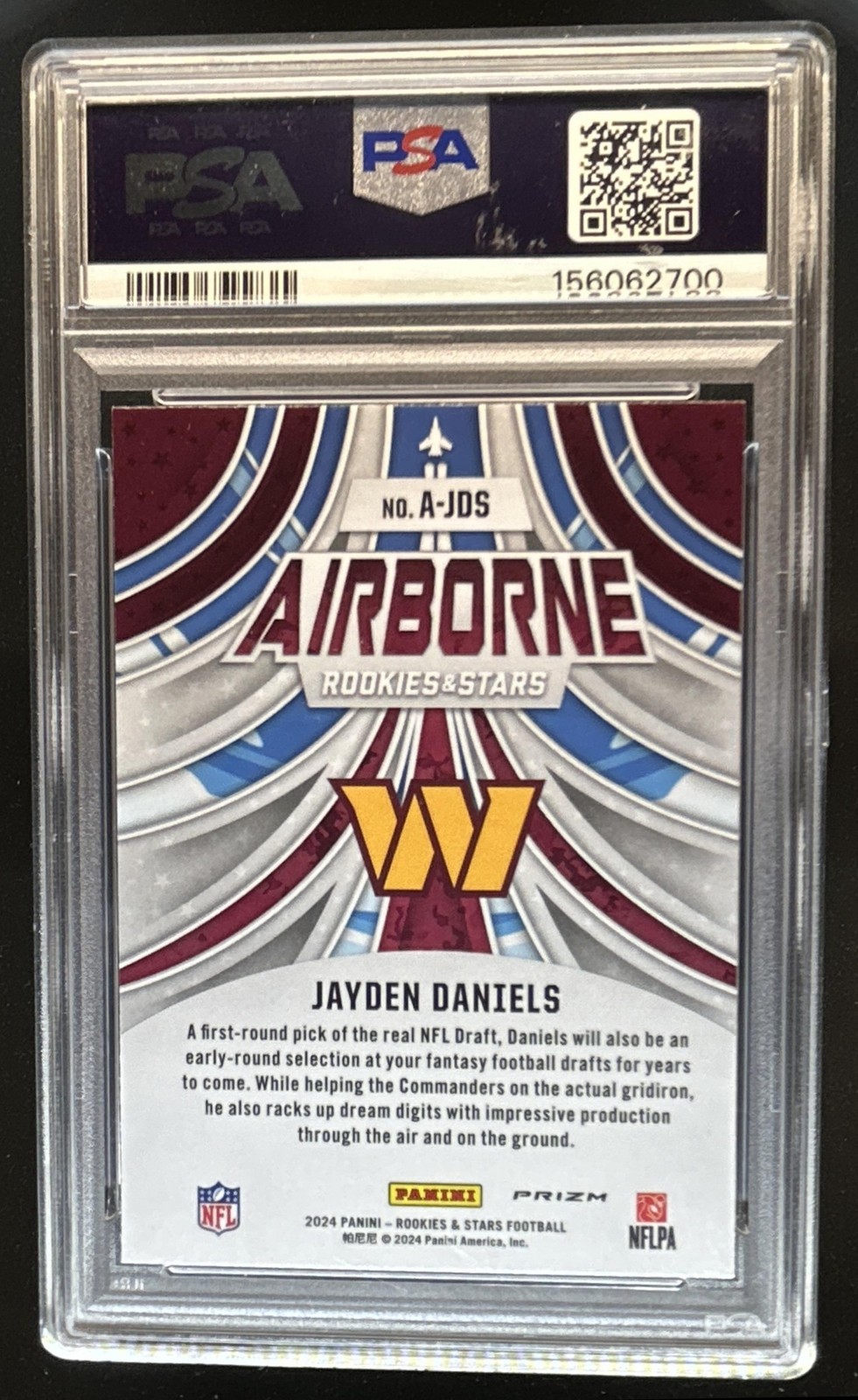 2024 Panini Rookies & Stars Jayden Daniels Airborne RC Red Plaid #A-JDS PSA 10 view 2