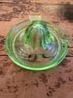 VINTAGE FEDERAL URANIUM GREEN DEPRESSION GLASS LEMON JUICER