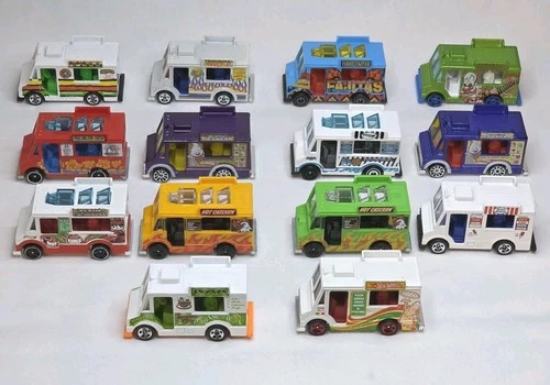 Lot of 14 Hot Wheels Quick Bite Food Truck Vintage LOOSE 1/64 Pizza, Ice Cream