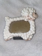 Ceramic Picture Frame Sheep Lamb White Photo Nursery Decor Anthropomorphic VTG