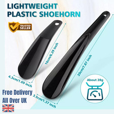 1 Black Plastic Shoe String Shoe Horn Lightweight Prevent Damage Back of Shoe