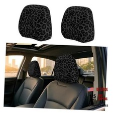 2PCS Leopard Print Headrest Covers for Cars,Stylish Car Headrest Cover for Gray