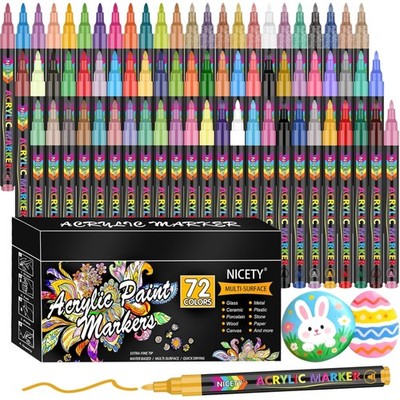 Acrylic Pens for Stones, Waterproof, 72 Multimarker Acrylic Glass Paint Pens ...