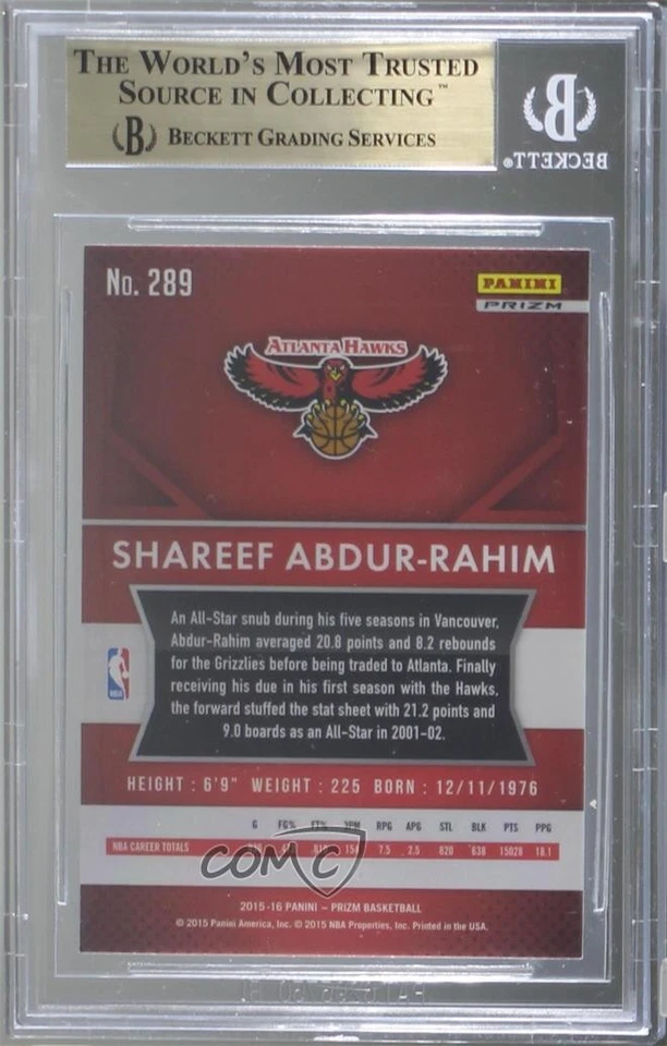 2015-16 Panini Prizm Flash Prizm Shareef Abdur-Rahim #289 BGS 9.5 GEM MINT - Image 2 of 2