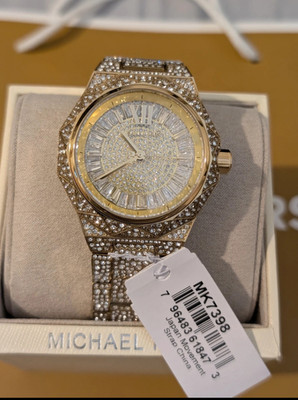 Michael Kors MK7398 Raquel Pave Dreizeiger Damen Armbanduhr goldfarben Quarz