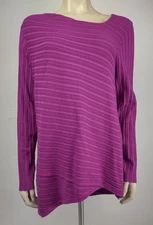 Carlisle Collection fuchsia purple silk blend asymmetrical knit top ladies XL