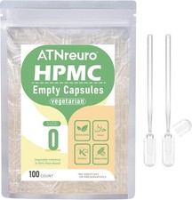 Empty Vegan Capsules with 2 Micro Spoons - 100 Count Vegetarian Capsules for Po