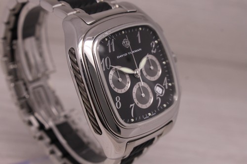 David Yurman T305 Hommes 41mm Steel Automatic Chronographe Watch W / et Coffret - Photo 9 sur 9
