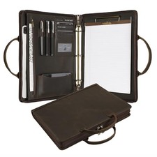 Leather Portfolio Binder with Clipboard  Letter Size  Non-Custom  Dark Khaki
