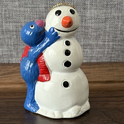 Muppet Inc. Grover & Snowman Muppets Ceramic Christmas Ornament Vintage 1980's