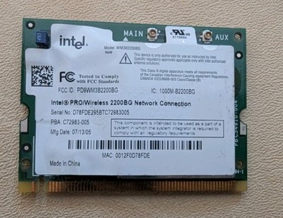 WM3B2200BG INTEL PRO Wireless 2200BG WLAN Mini PCI Anatel D10709-002