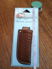New Nacona Leather Belt Knife Sheath Tooled Leather Brown