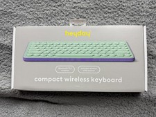 heyday Compact Wireless Keyboard Bluetooth 5.1 USB Receiver Spring Teal 33 ft
