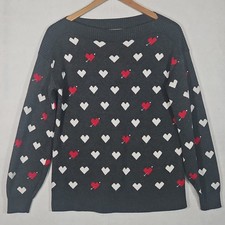 Ann Taylor Loft Heart Boatneck Grey Sweater size XS