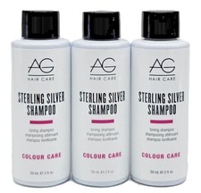  pack of 3 AG Hair Sterling Silver Toning Shampoo 2 oz Travel