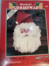 Vtg Wonder Art Christmas Santa Claus Craft kit Aunt Lydias Yarn Sealed