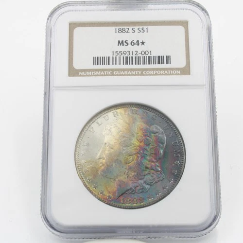 1882-S Morgan NGC Graded MS 64 Star Toner United States Silver Coin NR #C748-5