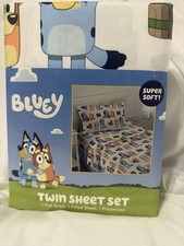 Bluey Twin Sheet Set 3pc Kids Bedding Flat Fitted Sheet Pillowcase Super Soft