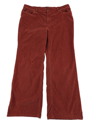 Peruvian Connection Pants Velveteen Straight Wide Leg Burgundy 38X30 Size 18