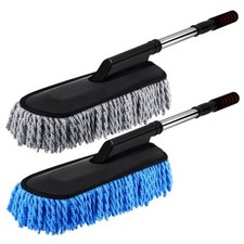  Pack Microfiber Car Duster Exterior Scratch Free with Extendable 2 Blue Gray