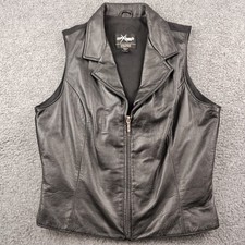 Wilsons Maxima Leather Vest Black Stretch Biker Women's Large