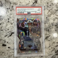 2022 Bowman University Drew Allar Chrome Lava Refractor Auto /199 PSA 9