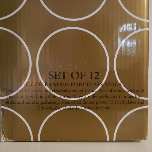 NEW Gibson Everyday WHITE GOLD Porcelain Party Pack 11 oz Coffee Mugs 12 - Picture 6 of 7