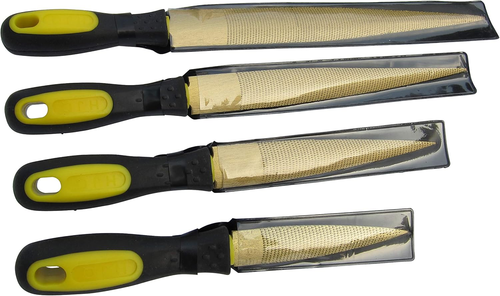 Golden Wood Rasp Set 4Pc Fine Cut 4", 6", 8", 10" Files - Picture 2 of 12