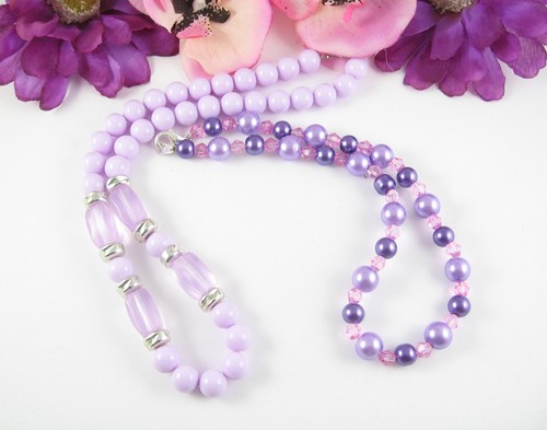 Pair of PURPLE VINTAGE NECKLACES Beaded Lavender Pink Glass Beads 15" & 18" - Bild 6 von 9