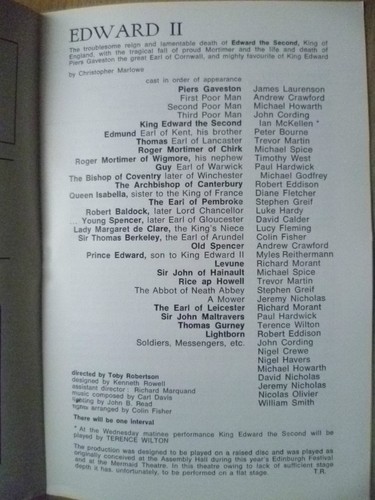 Programa de teatro 1969 - Eduardo II - Ian McKellen Diane Fletcher Timothy West - Imagen 4 de 4