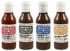 Mark's Good Stuff BBQ Sauce 14oz Glass Bottle (Sampler Pack of 4 Different...