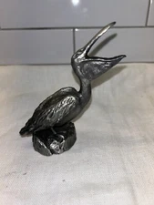 Rare Vintage Hudson Pewter 302 Noah's Ark Pelican Bird Figurine Sculpture 4"
