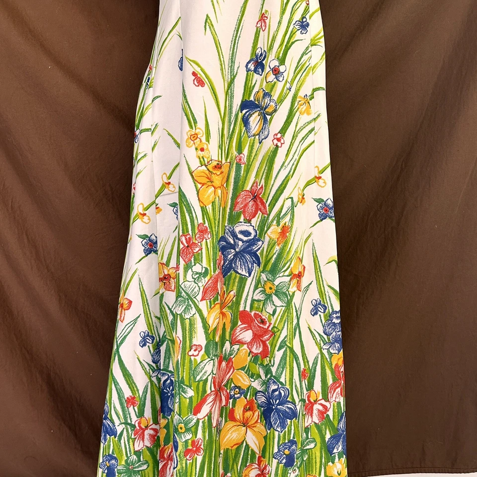 Maxi Vestido Floral Vintage Talla S/M Mangas Cap Cuello en V Hecho a Mano? Foto 3 de 4
