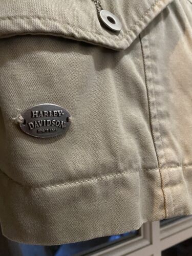Harley-Davidson embroidered Womens Sz XL tan zippered jacket lots o pockets Nice - Picture 4 of 8
