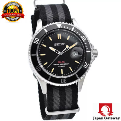 Seiko Vintage Solar SZEV014 Black Dial Analog Men Watch Limited Model JAPAN 