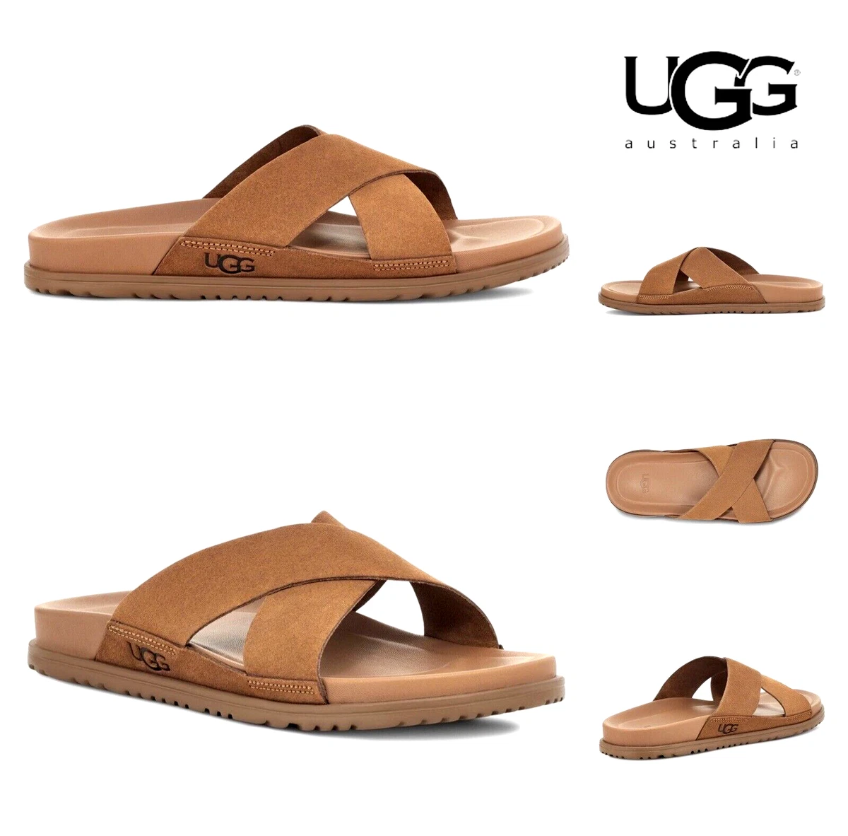 UGG Devaney men\'s brown leather mules size 10.5 UGG Brown Leather Upper Sandals for Men for sale | eBay main image 4
