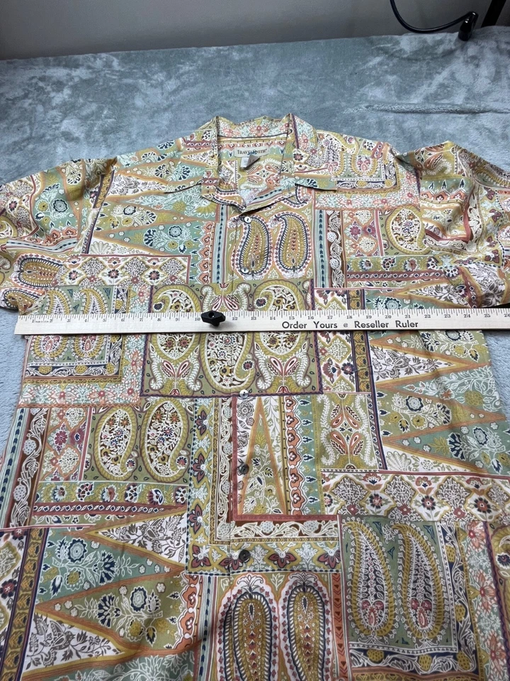 Camisa TravelSmith Vintage Hombres XL Paisley Boho Resort Vacaciones Césped Hecha en EE. UU. Y2K Foto 4 de 4