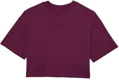 Fox Racing Wordmark Premium Womens Short Sleeve Crop T-Shirt Sangria SM