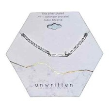 Unwritten Cubic Zirconia Initial Link Bracelet Silver Plated "L" NWT