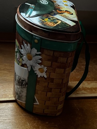Girl Scouts Faux Backpack Basket Metal Tin Container w Green Straps – 6.25 inche - Picture 4 of 10