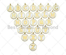 New Trendy White Gold Enamel Initials Letter Charm/Pendant, Enamel Initial