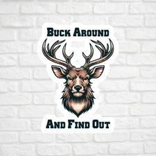 FAFO deer sticker vinyl decal buck around and find out hunting military laptop 