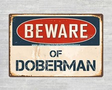 beware of doberman metal tin sign plaque of appreciation