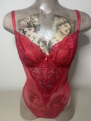 Lace Bodysuit Nightwear Body Sensual Teddy Red UK30F