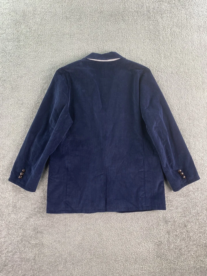 Blazer Brooks Brothers Niño Extra Grande Azul Algodón Pana Cuero Botón Deportivo Foto 3 de 4