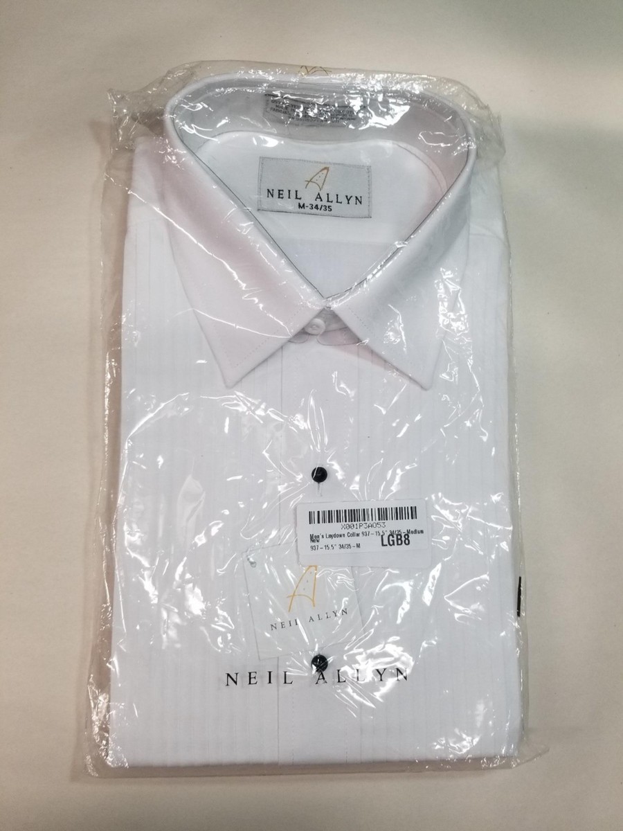 Mens Neil Allyn Laydown collar tuxedo pleated White Sz Med 34/35