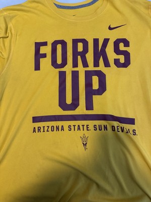 Nike ASU  Forks Up  Mens L Large Fitted Dri Fit T-Shirt