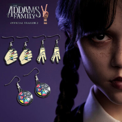 4 Paar Wednesday Ohrringe Set - Gothik Schmuck Mit Hand & Spinnennetz Motiven | Perfect Für Cosplay