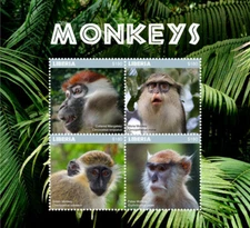 Liberia 2018 - African Monkeys, Primates - Sheet of 4 stamps - Scott 3244 - MNH